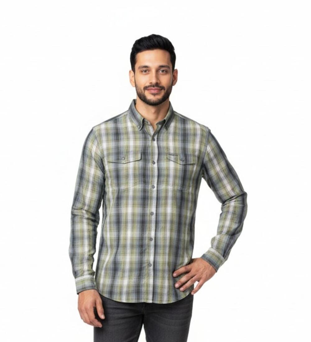 Mens COLUMBIA Utilizer Green Plaid Long Sleeve Shirt Size XL